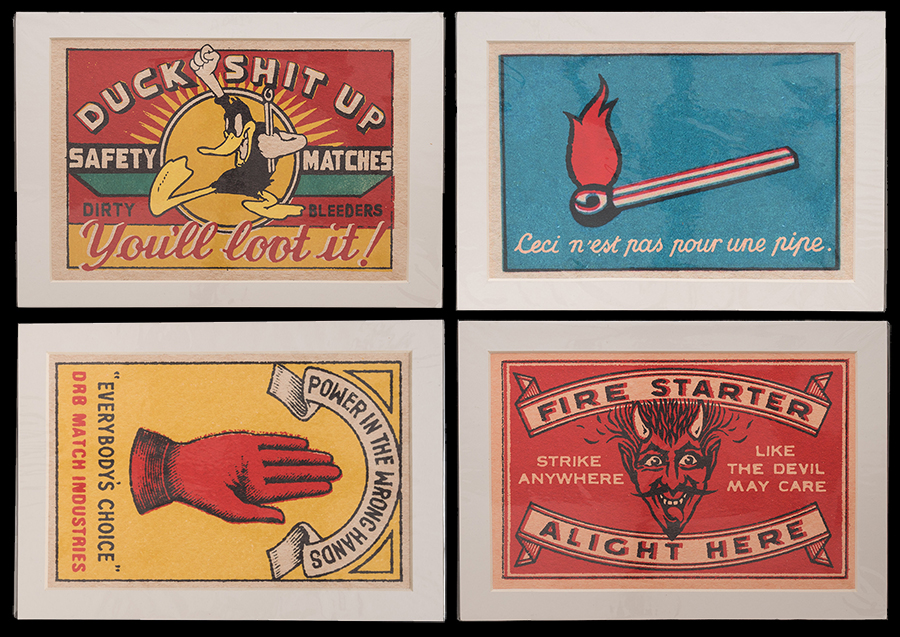 Set of 4 matchbox artworks by DRB - Dirty Rotten Bleeder