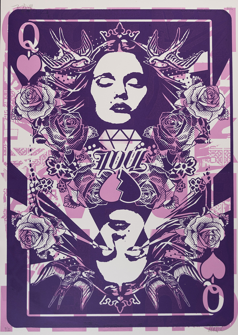 Copyright - queen of broken hearts print - signed twice - two ways to hang