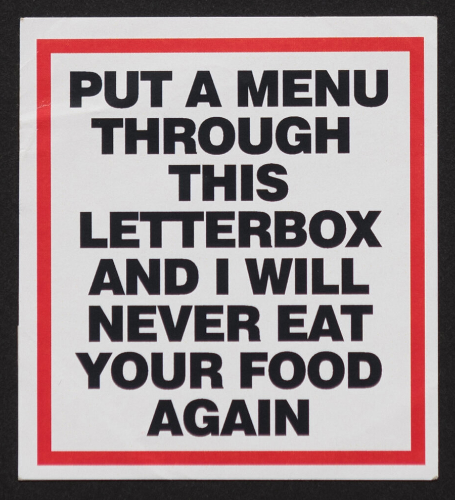 PUT A MENU THROUGH THIS LETTERBOX STICKER BY BANKSY