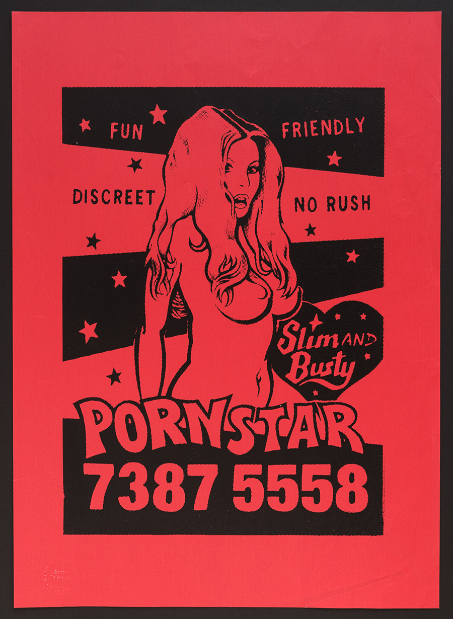 Carrie Reichardt - Porn Star poster print - black on bright red