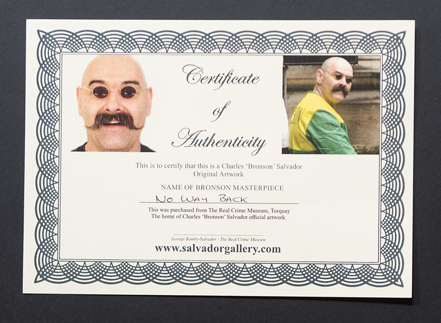 certificate of authenticity for Charles Bronson - No Way Back