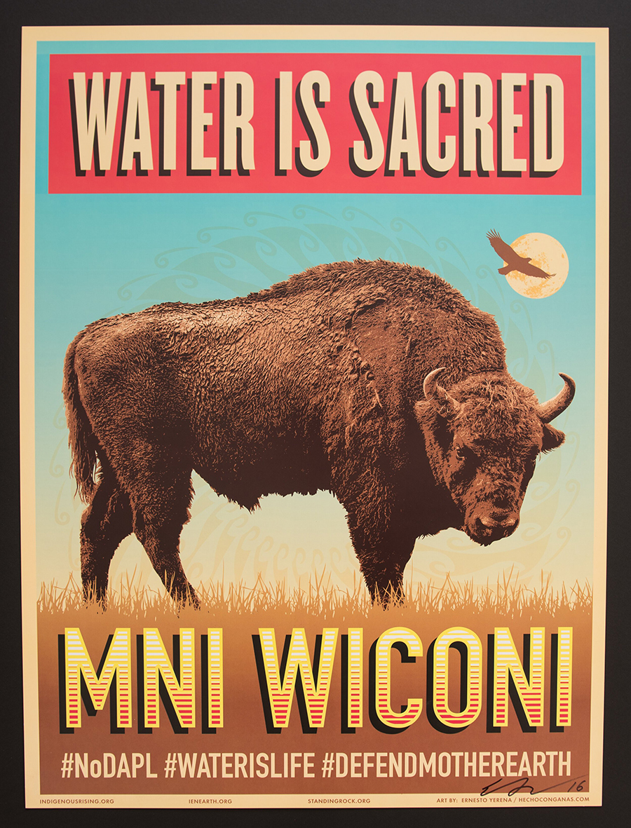 Ernesto Yerena Ganas - Buffalo - Water is Sacred Poster