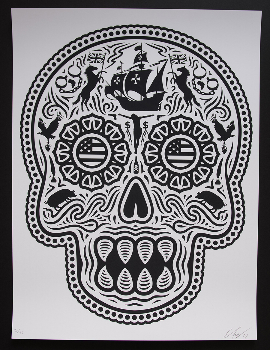 Ernesto Yerena Print - Coloniam Deductam - White