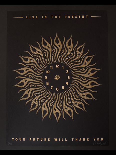 Ernesto Yerena LIVE IN THE PRESENT, YOUR FUTURE WILL THANK YOU signed limited edition print 2014