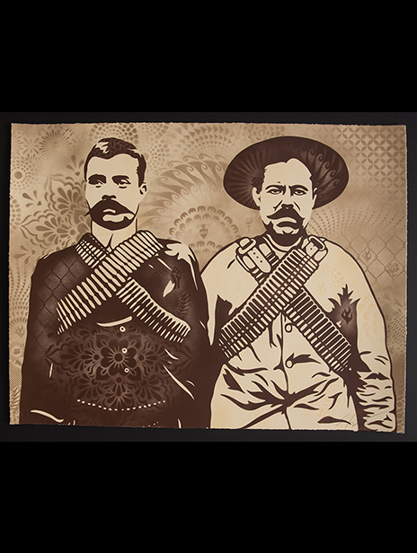 Ernesto Yerena Mis Héroes (My Heroes) portraits of Mexican Revolutionary Heroes Emiliano Zapata and Pancho Villa 