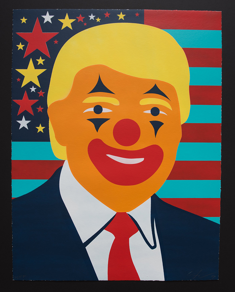 Ernesto Yerena - Trump Clown - first in a unique set of 4 hand sprayed artwork