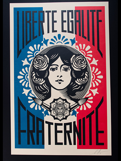 Obey Shepard Fairey Liberte, Egalite, Fraternite Large Format Letterpress 2018