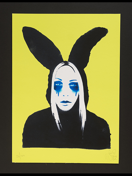 By Pure Evil - Bunny Girl on yellow - signed limited edition print