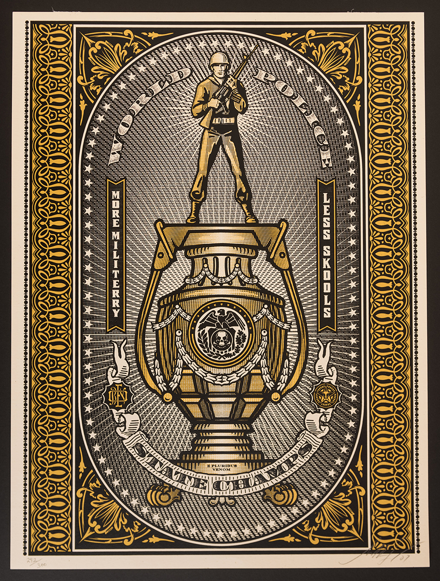 OBEY - SHEPARD FAIREY - WORLD POLICE STATE CHAMPS GOLD signed limited edition print