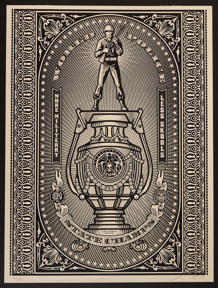 SHEPARD FAIREY - WORLD POLICE STATE CHAMPS SILVER signed limited edition print 